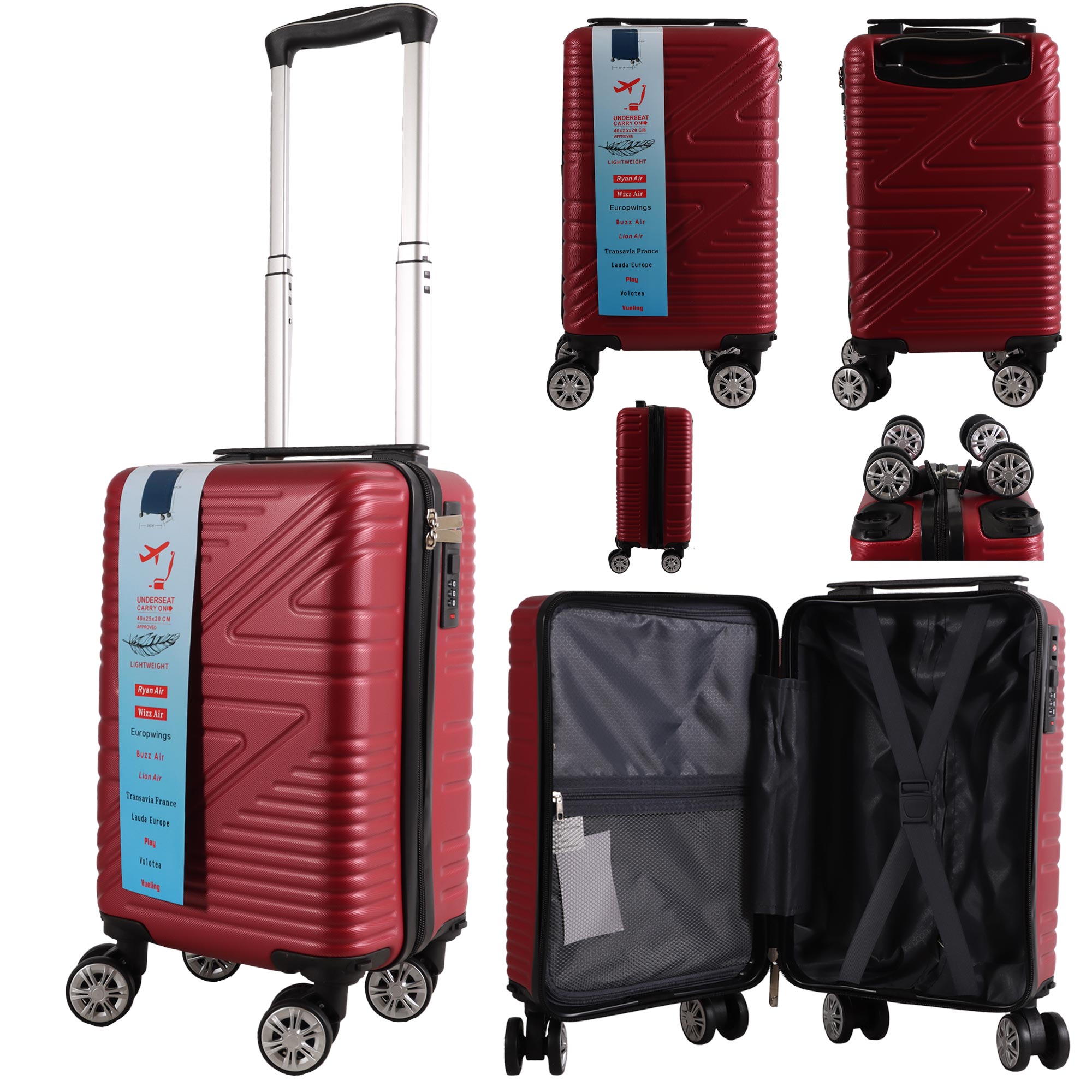 (image for) T-HC-US-1624 BURGUNDY RYAN AIR CABIN-SIZED TRAVEL TROLLEY SUITCA